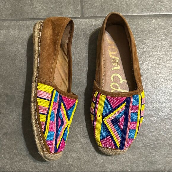 Sam Edelman Shoes - Sam Edelman Maris Vibrant Beaded Suede Espadrille Flats Women’s Shoe Size 7.5